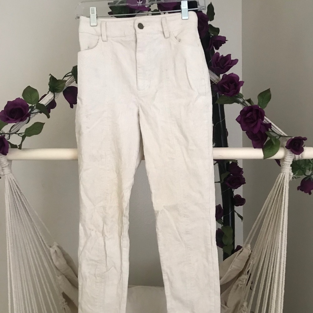 White corduroy pants